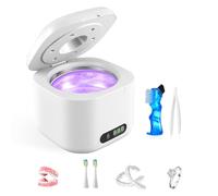 Ultrasonic Retainer Cleaner, 49000±2000Hz Sonic Mouth Guard Cleaner,340ml Retainer Cleaner Machine with UV-Light, Aligner Cleaner with 4 Modes, Timer, for Dentures, Nightguards, Jewellery Cleaner