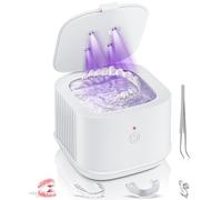 Ultrasonic Retainer Cleaner,50kHz Ultrasonic Denture Cleaner Machine for Aligner, Night guard, Braces, Toothbrush, Jewelry and More 300ML Pod(White)