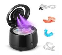 Ultrasonic Retainer Cleaner Machine, 43kHz Portable Retainer Cleaning Pod with UV-Light for Dentures, Sport Mouth Guards, Aligner, Night Guard, Braces, Toothbrush Heads, Jewelry, One-Touch Operation
