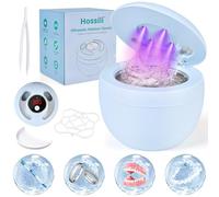 Ultrasonic Retainer Cleaner Machine, 45kHz 200ML Dental Cleaning Pod with 4 Wash Modes, Digital Timer for Denture Cleaner, Aligners, Mouth Guards, Braces, Jewelry & Toothbrush Heads (Blue)