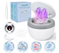 Ultrasonic Retainer Cleaner Machine, 45kHz 200ML Dental Cleaning Pod with 4 Wash Modes, Digital Timer for Denture Cleaner, Aligners, Mouth Guards, Braces, Jewelry & Toothbrush Heads (White)