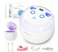 Ultrasonic Retainer Cleaner Machine, 45kHz Ultrasonic Cleaner for Dentures, U-V Light, 4 Modes for Retainer, Dentures, Aligners, Mouth Guards, Night Guards, Toothbrush Heads, Whitening Trays, Jewelry