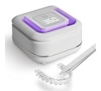 Ultrasonic Retainer Cleaner Machine with 2 Digital Timers U-V Dental Cleaning Pods with Viewport 180ml Portable Denture Cleaner Mouthguard, Nightguard, Aligner, Brace Jewelry, 42kHz White