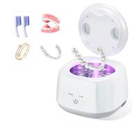 Ultrasonic Retainer Cleaner, Ultrasonic Cleaner Machine, Aligner Cleaner, Nightguard Cleaner, Mouthguard Cleaner, Denture Cleaner, 2 Modes, White, 2 Modes, White