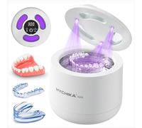 Ultrasonic Retainer Cleaner with UV,45kHz High Frequency,UV Ultrasonic Retainer Cleaning Machine,200ml Dental Cleaning Pod,4 Modes,for Retainers,Aligner,Invisalign,Night Guards,Braces etc.,White