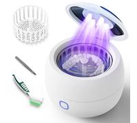 Ultrasonic Retainer Cleaner, ZYREX 45kHz Retainer Cleaner Machine, 24W Ultrasonic Cleaner with 4 Modes for Dentures, Night Guards, Mouth Guards, Toothbrush Heads, Jewelry, 200ML Portable (white)