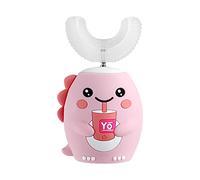 Ultrasonic Toothbrush, Cartoon Dragon 360 Degree Cleaning Simple Operation Kids Silicon Automatic Ultrasonic Teeth Brush Pink 2-6Years