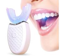 Ultrasonic U Type Electric Toothbrush, 360° Automatic Electric Toothbrush Teeth Whitening Brush Wireless Electric Tooth Clean Brush Adults Electric Lazy Toothbrush (White, One Size)