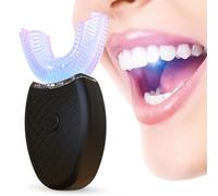 Ultrasonic U Type Electric Toothbrush, 360° Automatic Electric Toothbrush Teeth Whitening Brush Wireless Electric Tooth Clean Brush Adults Electric Lazy Toothbrush (Black, One Size)