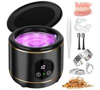 Ultrasonic U-V Retainer Cleaner, EnGiTores 230ML Retainer Cleaner Machine for Dentures Mouth Guard Aligner Whitening Tray Jewelry Watch Strap 3 Modes Ultrasonic Cleaner for Home Travel Daily (Black)