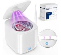 Ultrasonic UV Denture Cleaner with Removable 260ml Tank, 45kHz Ultrasonic Retainer Cleaner Machine for Jewelry, Aligner, Mouthguard, Sonic Dental Cleaning Pods for All Dental Instruments