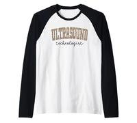Ultrasound Technologist Rad Tech Healthcare Leopard Print Raglan Baseball Tee