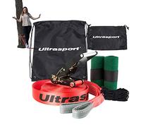 Ultrasport 25m Slackline Advance with ratchet incl. carrying bag, slackline for beginners, children and families, available with tree protection, slackline set, fitness slackline