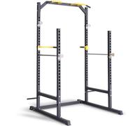 Ultrasport Power Rack with pull-up station, dip station, barbell holder, weight storage racks, stable and heavy-duty steel tube construction, power cage, black and yellow