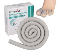 Ultrassist Toe Sleeve with Overlap Medium Size 7/8" Inner Diameter 36" Roll, Grey Sponge Toe Protectors for Blisters, Bunions, Corns