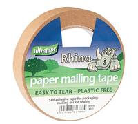 Ultratape Paper Mailing Tape, Easy Tear & Plastic Free | 24mm x 50, Brown, 50m