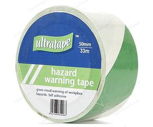 Ultratape Rhino 50mm X 33m Hazard Tape - Green and White (Pack of 2)