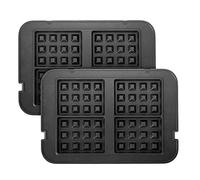 Ultratec waffle plate set for 2-in-1 contact grill and table grill, for preparing Belgian waffles, easy to insert with click mechanism, dishwasher-safe, Black