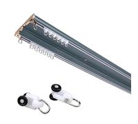 UltraThin 16mm Aluminum Curtain Track Set 2Layer Design PreDrilled with End Caps Silent Rollers for Heavy CurtainsGold Finish 250cm (98.4in)