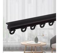 UltraThin Aluminum Sliding Ceiling Track for Curtains Invisible Room Divider Bay Window & Closet Rail Top Installation UltraNarrow Curtain Track System in Black/White (9.8ft)