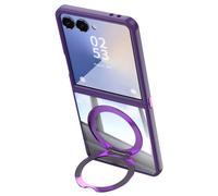 Ultrathin Case for Samsung Galaxy Z Flip 7, Magnetic Suction Rotating Ring Case Clear Anti-Yellowing PC Stylish Anti-Scratch Shell