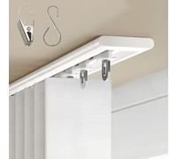 UltraThin Curtain Rod CeilingMounted HeavyDuty Aluminum Curtain Track with Clips & Hooks 100500cm Adjustable White Champagne for Balcony & Bay Windows (White 490cm/16.1ft)