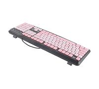 UltraThin Cute Cartoon Keyboard USB Wired Silent for Home Office Laptop Computer Universal, Pink/Purple/Black and Pink, 104 Keys QWERTY English Layout Quiet Keyboard for Business Office,