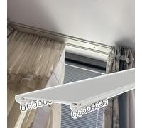 UltraThin Double Ceiling Curtain Rod 6mm Quiet Metal Track Sturdy with Brackets Cuttable for Bay Window & Balcony 15m/49ft Elegant White Finish