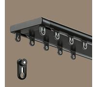 UltraThin Invisible Double Row Curt k Set 100600 Ceiling Mount System Silent Curt Rod for Room Divider Easy InstallationBlack 5.7M