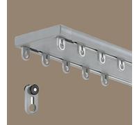 UltraThin Invisible Double Row Curt k System 100600 Silent Curt Rod for Room Divider Easy Installation Grey 4.4M