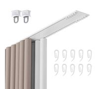UltraThin Silent Double Row Curtain Track6mm Aluminium Ceiling Sliding Rod with Pulley & Hook 360cm (141.6 Inches) Ideal for Modern Curtains White Finish