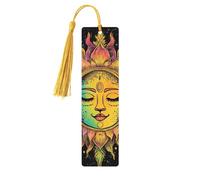 Ultraviolet Light Reflects The Sun and Moon Unique Double-Sided Artwork Printed Wooden Bookmarks, Artistic Book Accessories Birthday Presents for Men Women Presents for Book Lovers