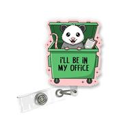 ULTRAVUTT Funny Opossum Badge Reel, I’ll Be in My Office Dumpster Design, Retractable ID Holder with Alligator Clip for Nurse RN CNA Medical Office Worker