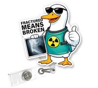 ULTRAVUTT Funny Radiology Tech Badge Reel Cute Fractured Means Broken Badge Reel, Nurse Nursing Id Card Holder with Alligator Clip for RN LPN RT CNMT RO MIC RAD Radiology Healthcare Nurse Gifts