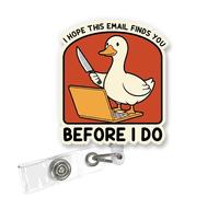 ULTRAVUTT I Hope This Email Finds You Before I Do Goose Badge Reel - Funny Work Humor Retractable ID Holder with Alligator Clip