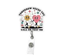 ULTRAVUTT Suicide Prevention 988 Tomorrow Needs You Badge Reel Acrylic Retractable ID Holder with Clip for Healthcare Staff Office Workplace