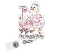 ULTRAVUTT Tiny Human Delivery Service Badge Reel, Labor and Delivery Nurse ID Holder, Retractable L&D Mother Baby OBGYN Midwife NICU Alligator Clip Gift