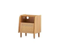 ULTRAWAVE Nightstands Oak Bedside Table Nordic Bedroom Storage Cabinet Solid Wood Rattan Side Living Room Bedside Table