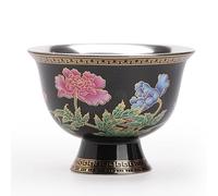 ULTRAWAVE Tea Mug Enamel Handmade Silver Teacup Host Cup Small High-Footed Tea Cup Exquisite Ceramic Tea Set Tea Cup with Lid