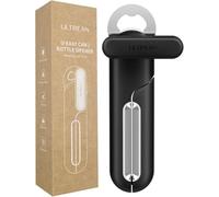 Ultrean Manual Can Opener Bottle Opener, Heavy Duty Stainless Steel Smooth Edge Manual Handheld Can Opener with Soft Touch Handle (Black)