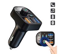 ULTRICS Bluetooth FM Transmitter, 3 USB 3.1A Quick Charge In Car Charger Flash Drive Radio MP3 Player Wireless Receiver Adapter with Handsfree Car Kit Compatible with iPhone 15/14/13, Galaxy S24/S23