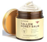 ULTROVE Beef Tallow and Honey Balm for Skin, Natural Face + Body Moisturizer with Organic Grass-Fed Beef Tallow & Raw Wild Honey for Dry & Sensitive Skin, 120g