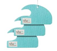 ulu Lagoon Hanging Car Air Freshener | Tropical Beach Coconut Surf Wax Scent Mini Wave | Long Lasting Car Freshener, Closet and Beyond | Made In USA | 3 Pack (Blue)