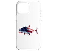 Ulua Fish Giant Trevally USA Flag Patriotic Fisherman Case for iPhone 16 Pro Max