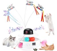 ULUCAN 5 In 1 Cat Toys Interactive Butterfly Feather Indoor Automatic Kitten Toy USB Rechargeable Smart Cats Toy Track Balls For Pets Chase And Exercise,White-5 in 1
