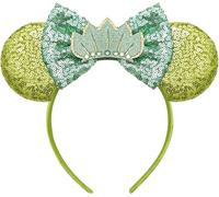 ULUEXEZA Princess Ears Headband - Mardi Gras Themed Green and Gold Sequin Frog & Lily Pad Design Costume Party Accessory