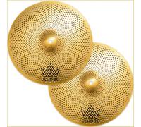 ULUOBO 14 inch Low Volume Hi Hat Cymbals, High Hat Cymbal for Drum Quiet Practice (Gold, 1 Pieces)