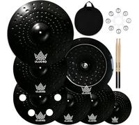 ULUOBO Cymbal Pack for Drum, 7 Pieces Drum Cymbals Set Include 14"Hihats/16"Crash/20"Ride/10" Splash/16"O-zone/18" China Cymbal