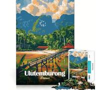 Ulutemburong, Brunei Travel Poster Art Jigsaw Puzzle1000 Pieces Mind Train Fun Clean Cut Sturdy Components Captivating Leisure for Cozy Indoors (38x52cm)