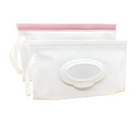 ULVBABI 2 Pack Portable Wet Wipe Pouch Dispenser, Reusable Baby Diaper Disposal Bags, Refillable Personal Travel Clutch Dispenser Holder (Milk White)